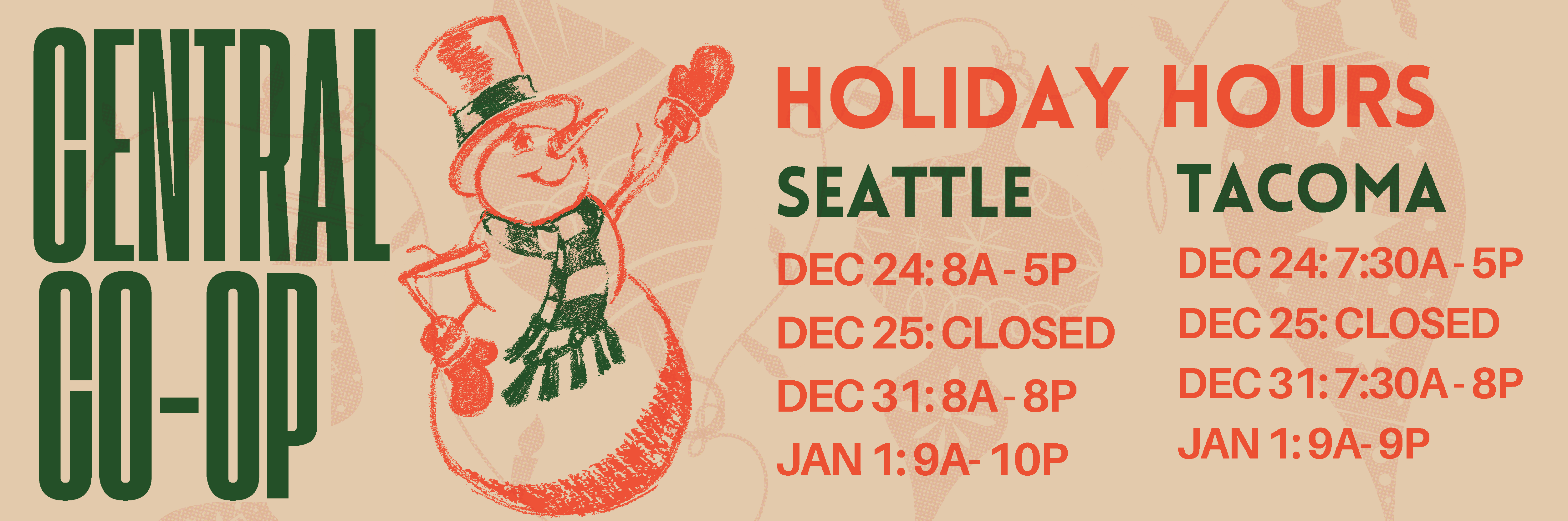 Central Co-op Holiday Hours